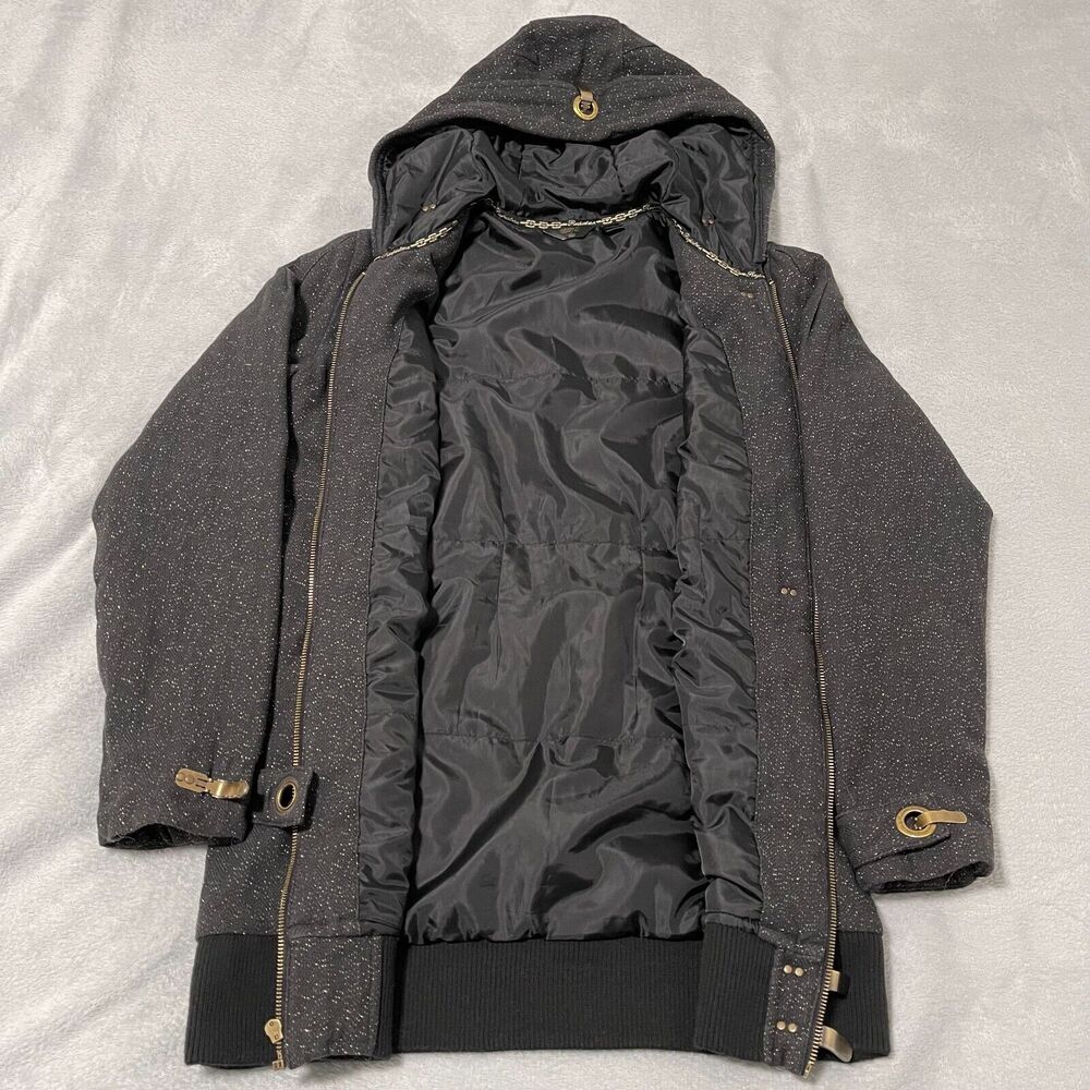Adidas Respect M.E. Missy Elliott Black Gold Herringbone Toggle Jacket Hooded 38 - Picture 9 of 13